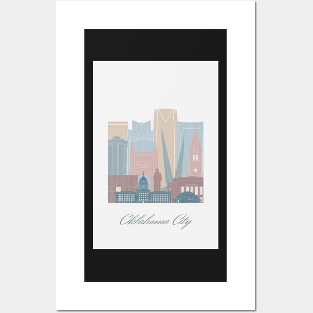 Oklahoma City, OK, United States, map skyline - 03 style Wall Art by GreenGreenDream